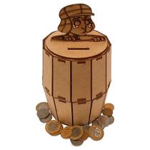 Cofrinho de Moedas Barril Turma do Chaves em Madeira Decor Cofrinho de Moedas Barril Turma do Chaves em Madeira Decor