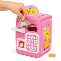Cofrinho Eletrônico Rosa Digital Com Senha Notas E Moedas