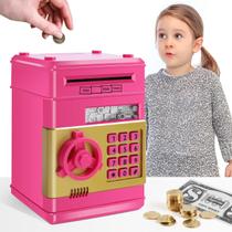 Cofrinho GudoQi Password, banco de dinheiro eletrônico digital, mini caixa eletrônico, brinquedos para guardar moedas, aniversário para crianças, rosa