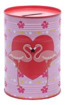 Cofrinho P/ Moedas Decorativo Caixa de Dinheiro Metal Cofre Flamingo