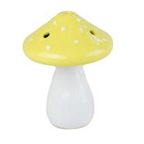 Cogumelo Floreira Amarelo Pastel Cerâmica Luiz Salvador 10Cm