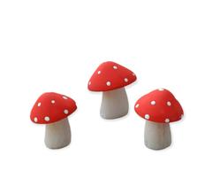 Cogumelo Vermelho em Miniatura Kit com 3 Peças Enfeite Para Vaso Suculenta Terrário Jardim - Porcelana Criativa