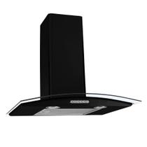 Coifa De Parede 60cm Vidro Curvo Duto Slim Fogatti Black 220V