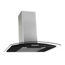 Coifa de Parede 60cm Vidro Curvo Terim Preto Com Inox 110V