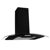 Coifa De Parede 70cm Vidro Curvo Duto Slim Fogatti Black 110V