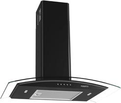 Coifa de parede 70cm vidro curvo duto slim fogatti preto 220v Coifa de parede 70cm vidro curvo duto slim fogatti preto 220v