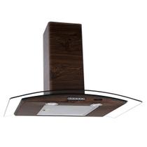 Coifa de Parede 75cm Vidro Curvo Slim Nardelli Wood com Nogueira