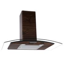 Coifa de Parede 80cm Vidro Curvo Slim Fogatti Wood com Nogueira