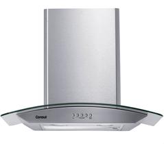 Coifa de Parede Consul 60 cm Inox 4 bocas com design em vidro e aviso lavar filtro - CAP60AR