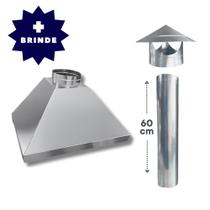 Coifa de Parede Kit Completo 80x60cm Galvanizado Duto Chapéu 20cm Churrasqueira Cozinha Fogão