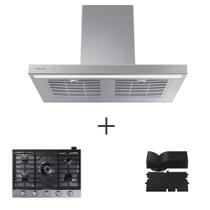 Coifa de Parede Samsung 75cm Inox NK30CB600 + Cooktop a Gás Samsung 05 Bocas Inox NA30N6555TS + Kit de Recirculaçã
