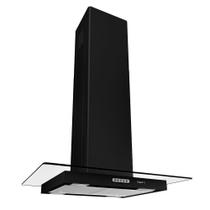 Coifa Fogatti Ilha Black Vidro Preto Reto 75 cm - Preto