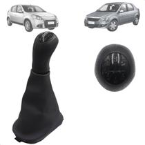 Coifa Marcha Cambio + Manopla Bola Sandero Logan 2007 08 09 10 11 12 2013