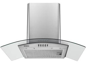 Coifa Parede 60cm Aço Escovado Vidro Curvo Luz Led 250W 127v