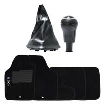 Coifa Preta c/ Base + Manopla Preta Aro Crom. (100187E) + Tapetes Bordados Gol G4 Coifa Preta c/ Base + Manopla Preta Aro Crom. (100187E) + Tapetes Bordados Gol G4