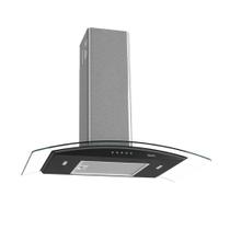 Coifa Terim de Parede Clean Vidro Curvo Black Kroma 75cm Preto Com Kromanox 220V