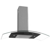 Coifa Terim de Parede Clean Vidro Curvo Black Kroma 90cm Preto Com Kromanox 220V