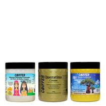 Coiffer Kit Cronograma Capilar 3 Unidades Tratamento Completo com Hidratação, Nutrição e Reconstrução para Cabelos Danificados e Ressecados