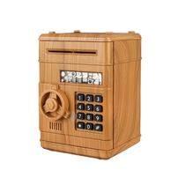 Coin Bank Creative Wooden Design Home Cofrinho para crianças