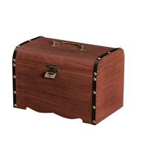 Coin Bank Home Piggy Bank Grande de madeira com fechadura 17,5 x 13 cm Coin Bank Home Piggy Bank Grande de madeira com fechadura 17,5 x 13 cm