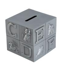 Coin Bank Zinc Alloy Cube Home Piggy Bank com alfabeto de 7,5 cm Coin Bank Zinc Alloy Cube Home Piggy Bank com alfabeto de 7,5 cm