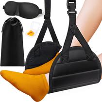 Cojín para pies tipo hamaca CushZone para avión con antifaz y tapones para los oídos