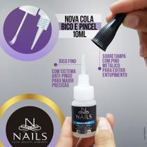 Cola 2 em 1 com Bico e pincel Nails Profissional P/ Unha Acrigel Porcelana Postica Gel 10g