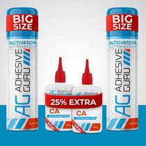 Cola adesiva Guru CA com ativador para carpintaria (60 mL - 400 mL) Cola adesiva Guru CA com ativador para carpintaria (60 mL - 400 mL)