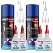 Cola adesiva Magic Chems CA com ativador 4x23mL + 2x200mL Cola adesiva Magic Chems CA com ativador 4x23mL + 2x200mL