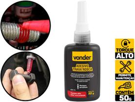 Cola Adesivo Trava Parafuso Roscas Vermelha 50g Vonder 1644775050