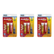 Cola araldite kit hobby 23g+super cola instantânea 2g 3 unid