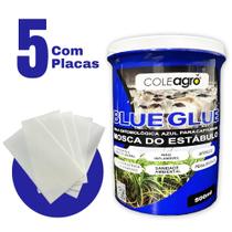 Cola Azul Entomológica Blue Glue 500ml com 5 Placas Mosca Estábulo Trips Controle de Praga e Insetos Monitoramento de Praga