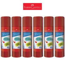 Cola Bastão 40g Grande Faber Castell Escolar Lavável Kit 6un Cola Bastão 40g Grande Faber Castell Escolar Lavável Kit 6un