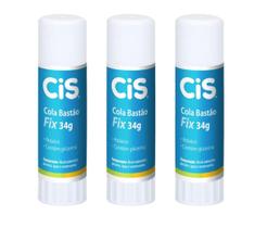 Cola Bastão CIS Fix 34g Escolar e Artesanato C/3 Unidades