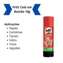 Cola Bastão Fina Pritt Stick Original Escolar Não Tóxica 10g