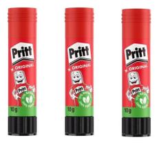 Cola Bastão Ki 3 Und. Pritt Stick, Atóxica Não Tóxica 10g Cola Bastão Ki 3 Und. Pritt Stick, Atóxica Não Tóxica 10g