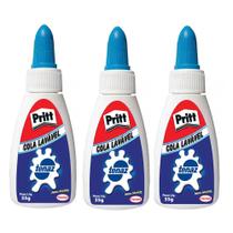 Cola branca 35g líquida lavável pritt tenaz kit 3 un escolar