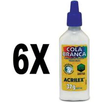 Cola Branca 37g Acrilex Kit com 6 Unidades