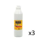 Cola Branca Escolar 500gr - Marca Hero - Kit 3 frascos