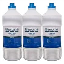 Cola Branca Líquida Barone Pva Extra Adesivo 1kg Kit C/ 3 Cola Branca Líquida Barone Pva Extra Adesivo 1kg Kit C/ 3