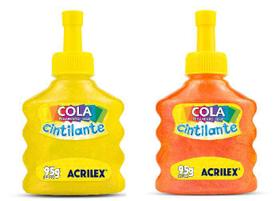 Cola Cintilante Amarelo + Cola Cintilante Laranja Acrilex Cola Cintilante Amarelo + Cola Cintilante Laranja Acrilex