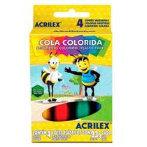 Cola Colorida 4 cores Acrilex 23g Kit com 12 unidades