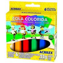 Cola Colorida 6 Cores Marca Acrilex 23g Cola Colorida 6 Cores Marca Acrilex 23g