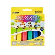 Cola Colorida 6 Cores Tinta Escolar Lavável Acrilex