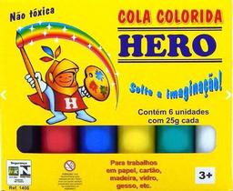 Cola Colorida 6 Cores Tinta Escolar Lavável - kit 28 caixas