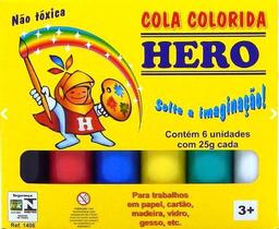 Cola Colorida 6 Cores Tinta Escolar Lavável - kit
