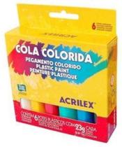 Cola Colorida Acricor 6 Cores - Acrilex Cola Colorida Acricor 6 Cores - Acrilex