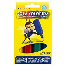 Cola Colorida Acrilex 20g Kit Amarelo, Azul, Vermelho, Verde
