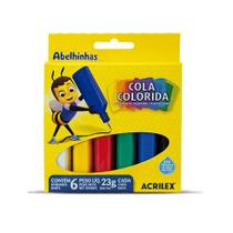 Cola Colorida Acrilex 23G 4 Cores Abelinhas Atoxica Escolar