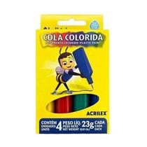 Cola colorida acrilex 4 cores